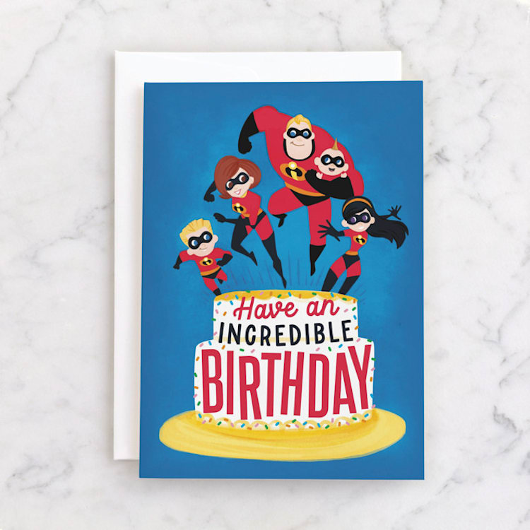 "Disney and Pixar's Incredible Birthday" - Single Greeting Cards in Neptune by Jessie Steury - Front