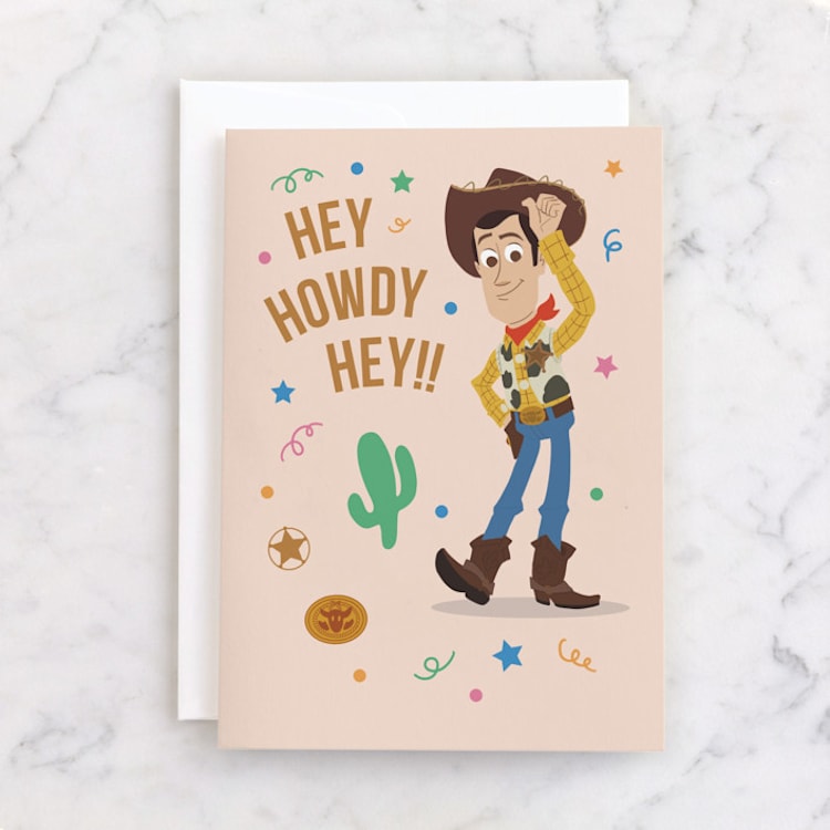 "Disney and Pixar's Woody Birthday" - Single Greeting Cards in Blush by Creo Study - Front