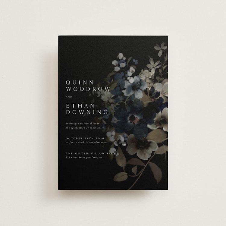 "Vintage Botanical" - Wedding Invitations in Midnight by Grace Kreinbrink - Front