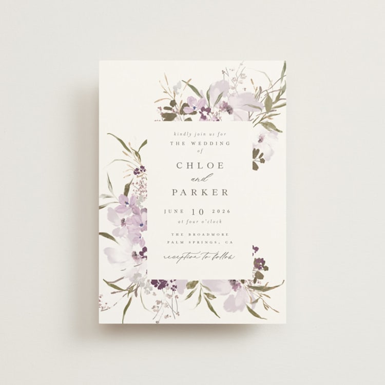 "Meadow Burst" - Wedding Invitations in Lilac by Grace Kreinbrink - Front