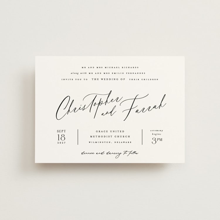 "Beautifully Scripted" - Wedding Invitations in Pearl by Hooray Creative - Front
