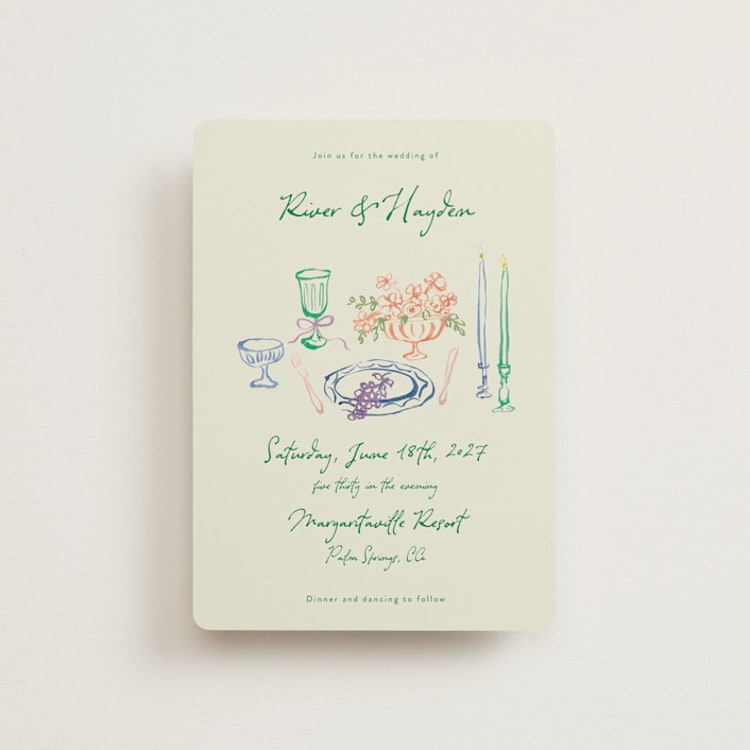 "tablescape drawing" - Wedding Invitations in Garden by Cass Loh - Front