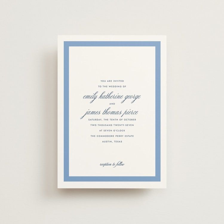 "Montauk" - Wedding Invitations in Blue Bell by Megan Davis - Front