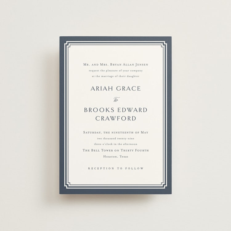 "Ariah" - Wedding Invitations in French Blue by Jennifer Postorino - Front