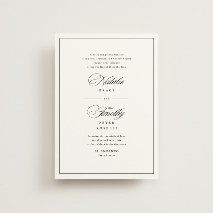 "Sincerity" - Wedding Invitations in Noir by Kimberly FitzSimons - Front