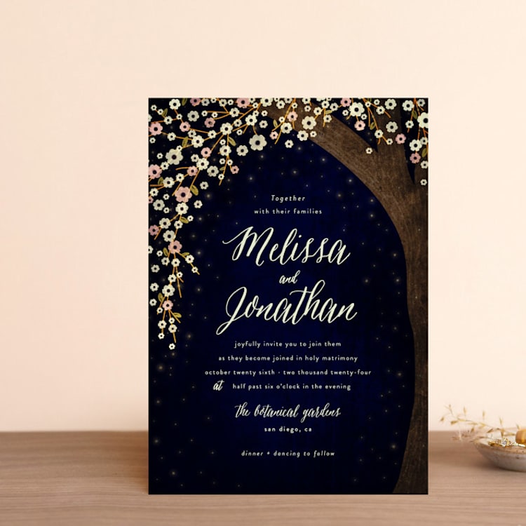 "Outside" - Wedding Invitations in Navy by Rebecca Bowen - Front