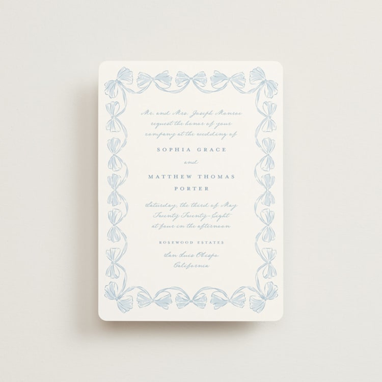 "Bow Frame" - Wedding Invitations in Lagoon by Leah Bisch - Front