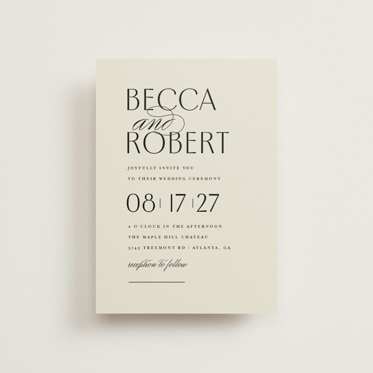 "Elegant Type" - Wedding Invitations in Cream by Louise Kay - Front