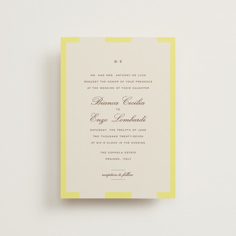 "Campania" - Wedding Invitations in Limone by Megan Davis - Front
