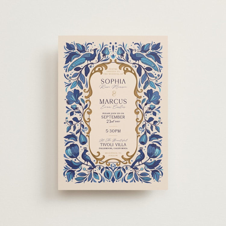 "Gilded" - Wedding Invitations in Cerulean by GeekInk Design - Front