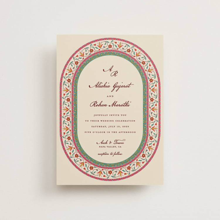 "Mughal Gardens" - Wedding Invitations in Ivory by Sherley Ferreira - Front