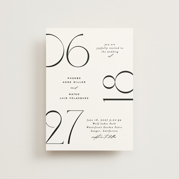 "Numerical" - Wedding Invitations in Lily by Owl and Toad - Front