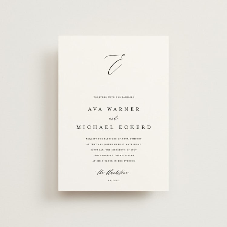 "Delicate" - Wedding Invitations in Obsidian by Jennifer Postorino - Front