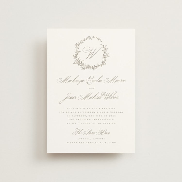 "Romantic Wreath" - Wedding Invitations in Chantilly by Wildfield Paper Co - Front