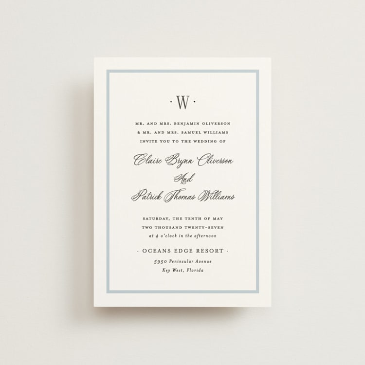 "Dotted Classic" - Wedding Invitations in Hydrangea by Carolyn MacLaren - Front