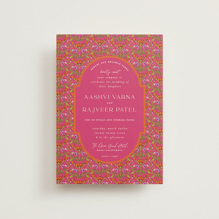 "Varna" - Wedding Invitations in Fuchsia by Pati Cascino - Front