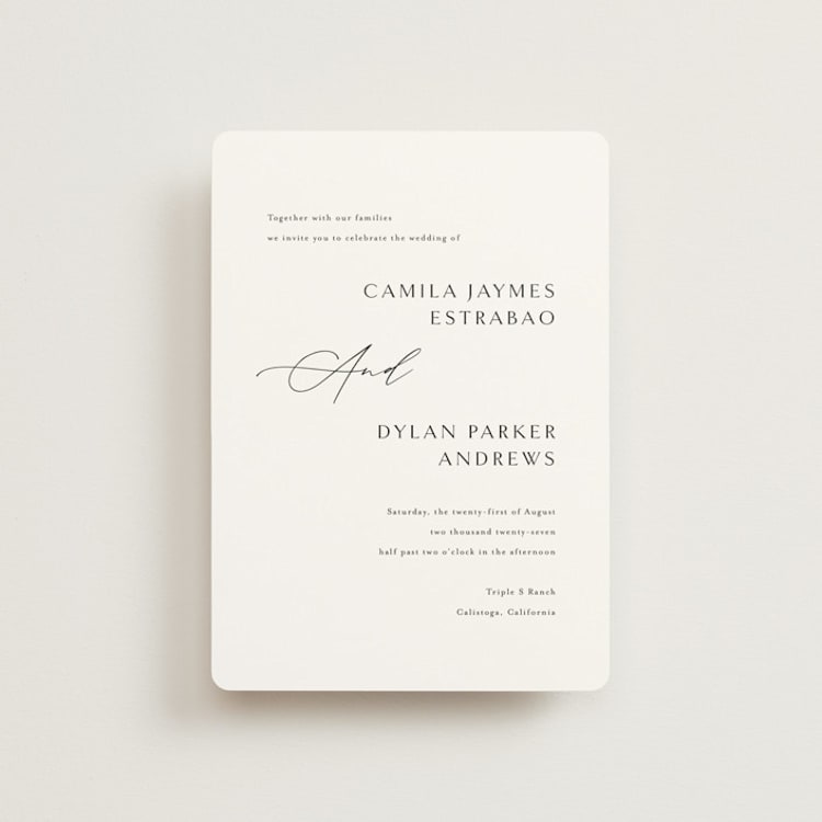 "Graceful" - Wedding Invitations in Onyx by Jennifer Postorino - Front