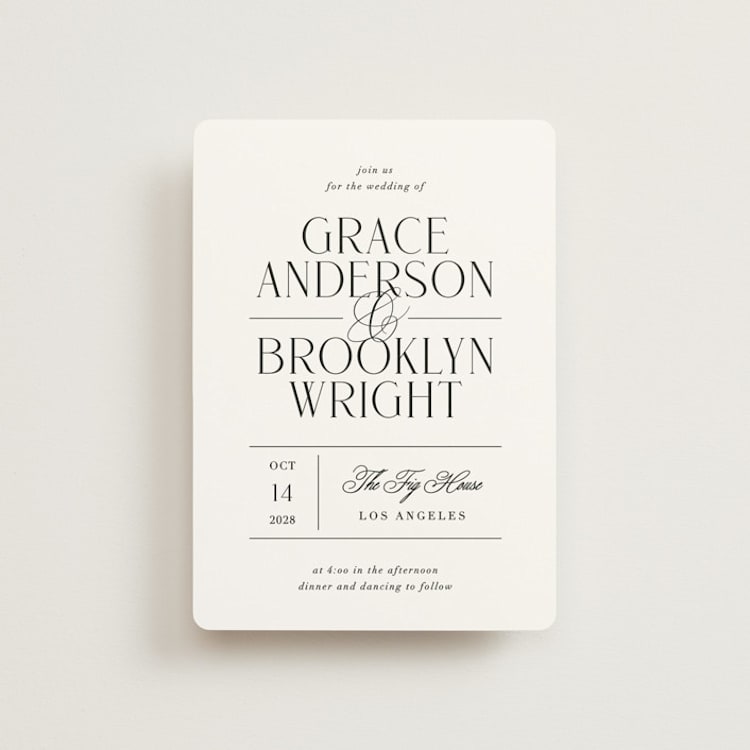 "Grand Scale" - Wedding Invitations in Caviar by Olivia Raufman - Front