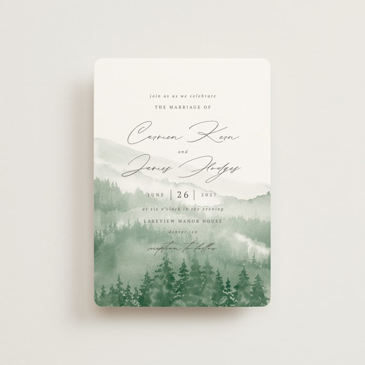 "Over the mountains" - Wedding Invitations in Fern by Helen Halik - Front