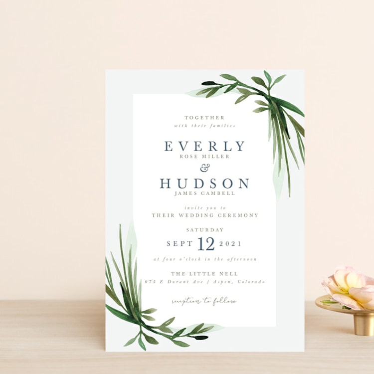 "Botanical Frame" - Wedding Invitations in Fern by Kate Ahn - Front