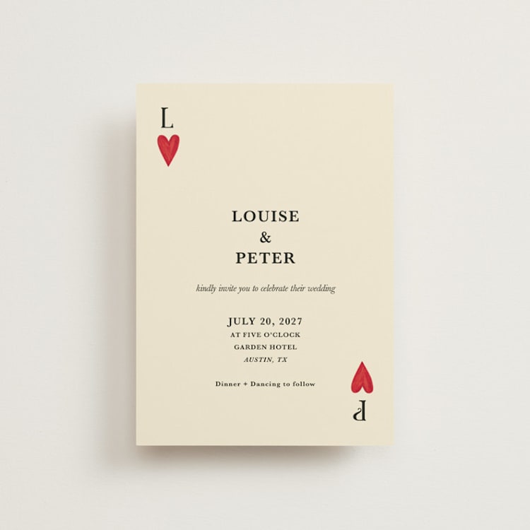 "Red Hearts" - Wedding Invitations in Champagne by Helena Vitto - Front