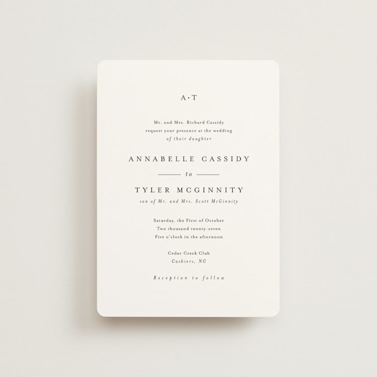 "Cedar creek" - Wedding Invitations in Cotton by Stacey Meacham - Front