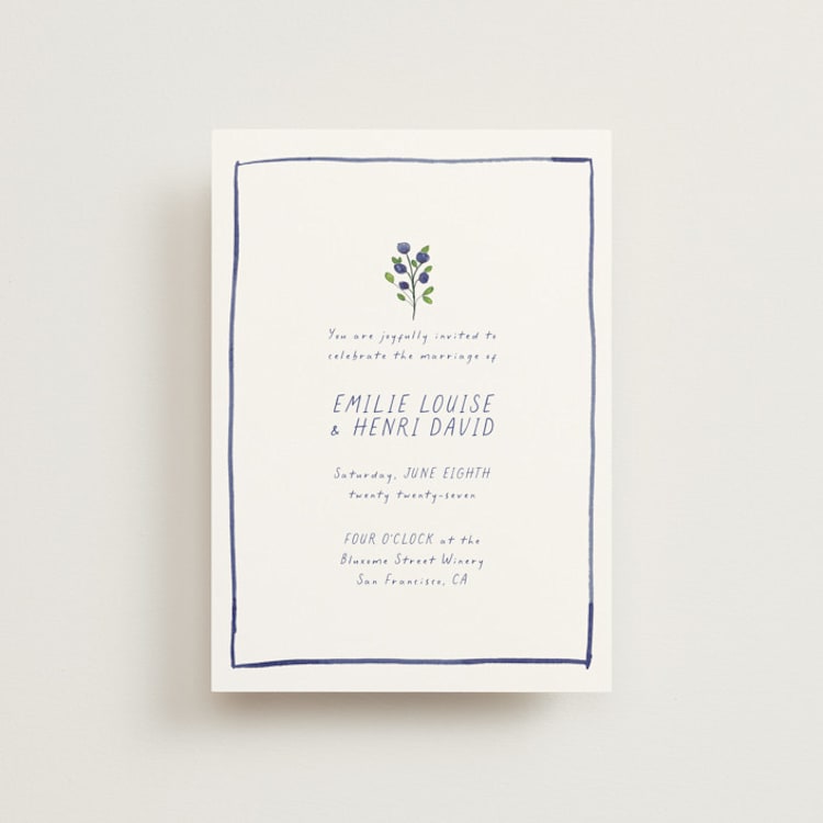 "Blue Bells" - Wedding Invitations in Cornflower by Mere Paper - Front