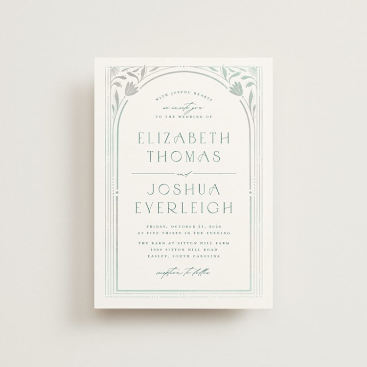 "Nouveau Frame" - Wedding Invitations in Seafoam by Ashley DeMeyere - Front