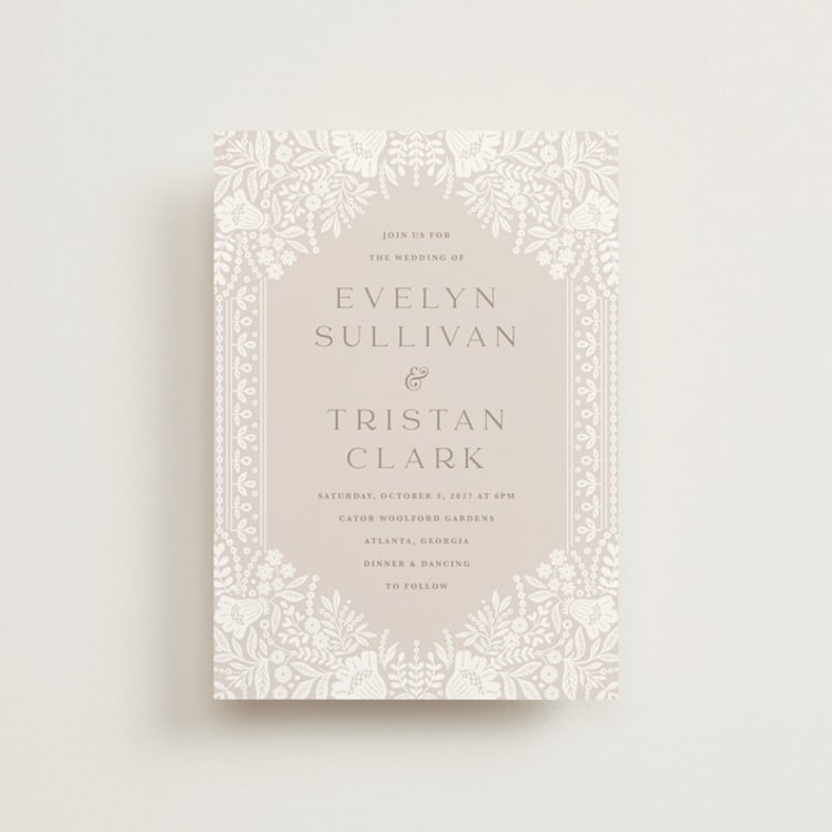 "Lace Trim" - Wedding Invitations in Cream by Kristen Smith - Front