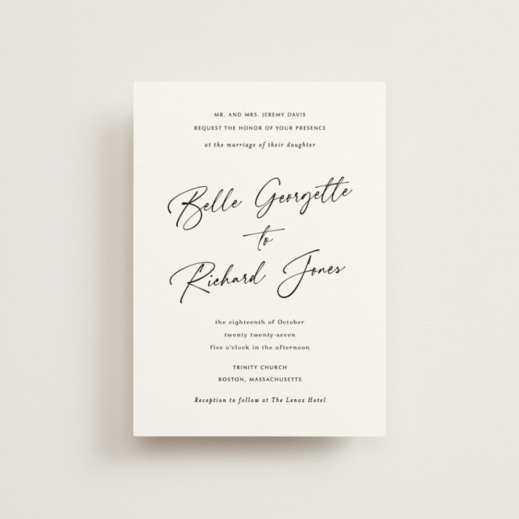 "Belle Romance" - Wedding Invitations in Onyx by Katherine Moynagh - Front