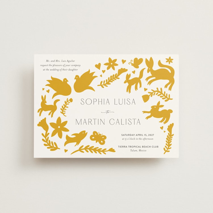 "Otomi" - Wedding Invitations in Sunshine by Shari Margolin - Front