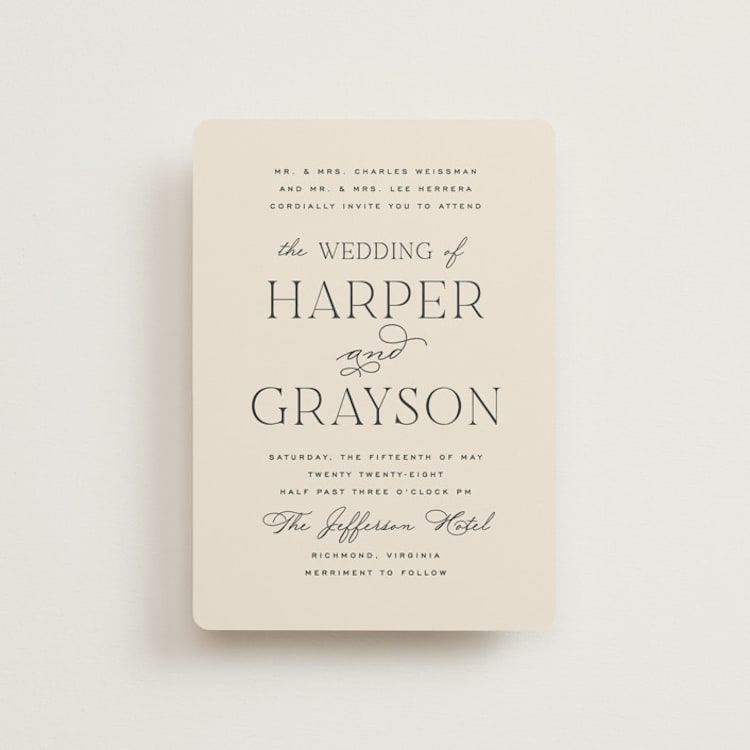 "Tendu" - Wedding Invitations in Creme by Carly Reed Walker - Front