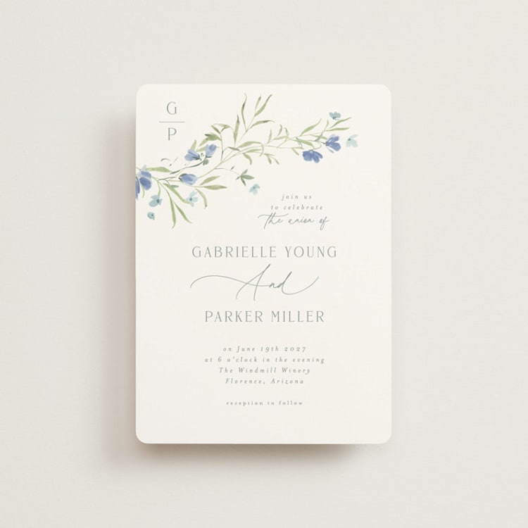 "Sweeping Meadow" - Wedding Invitations in Aquamarine by Everett Paper Goods - Front