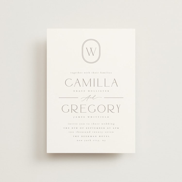 "The Hudson" - Wedding Invitations in Latte by Kristie Kern - Front