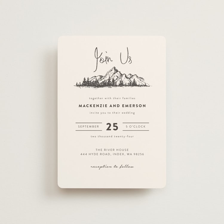 "Mountains" - Wedding Invitations in Ivory by Anastasia Makarova - Front