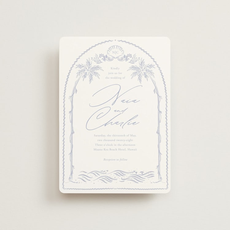 "Ocean Dreams" - Wedding Invitations in Pale Cerulean by Sabrin Deirani - Front