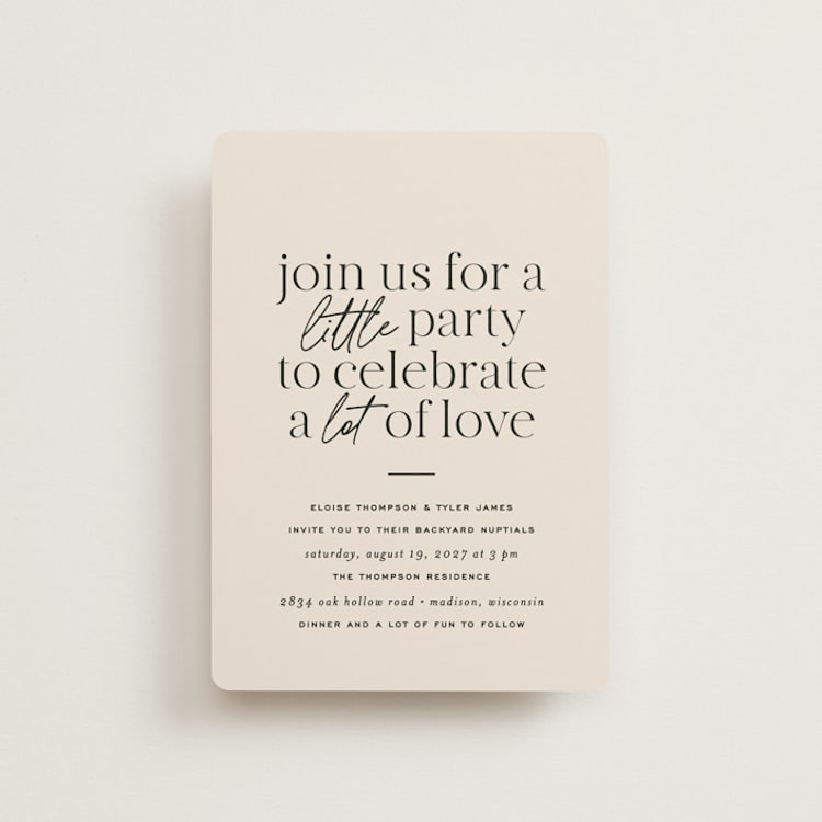 "Little party big love" - Wedding Invitations in Noir by Jessica Corliss - Front
