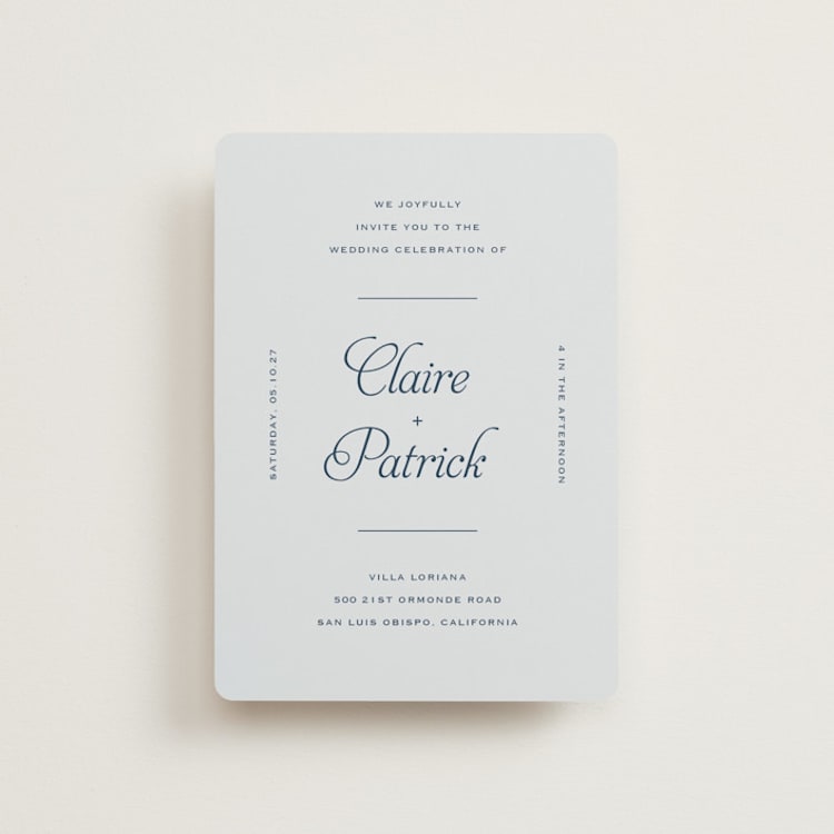 "Modernne" - Wedding Invitations in Powder by Carolyn MacLaren - Front