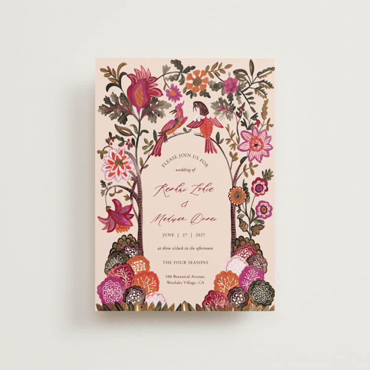 "Indian floral chintz lush" - Wedding Invitations in Ivory by Caroline Bonne Muller - Front