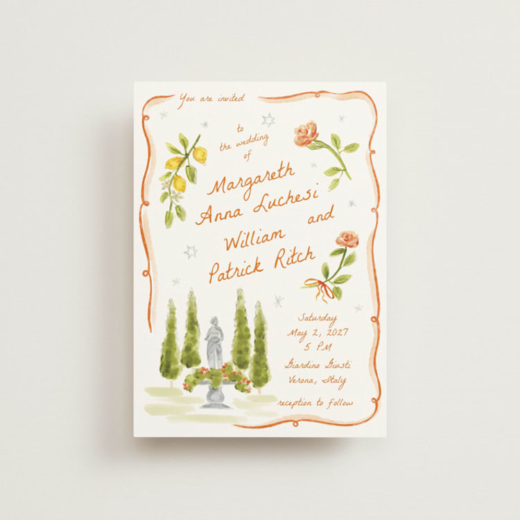 "Giardino" - Wedding Invitations in Flame by Pati Cascino - Front