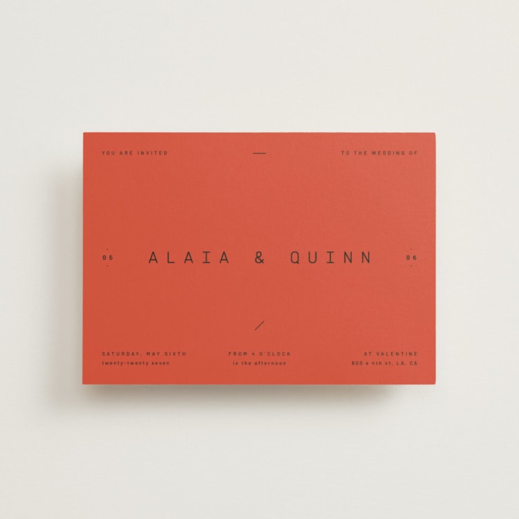 "Alaia" - Wedding Invitations in Verona Sunset by Blustery August - Front