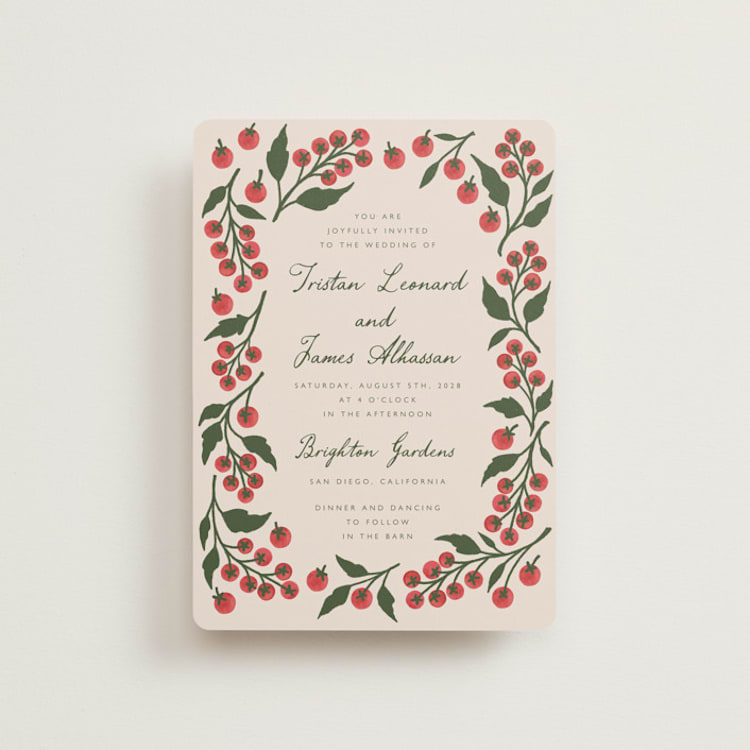 "Cherry Tomatoes" - Wedding Invitations in Tomato by Katharine Watson - Front
