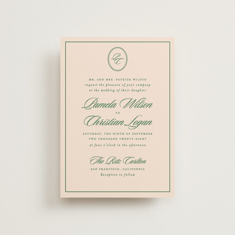 "Scripted" - Wedding Invitations in Emerald by Creo Study - Front