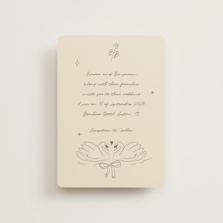 "The Swan" - Wedding Invitations in Buttercream by Helena Vitto - Front
