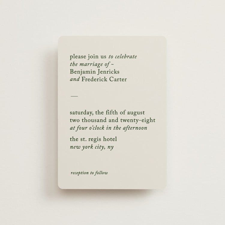 "Editorial" - Wedding Invitations in Forest by Bethan - Front