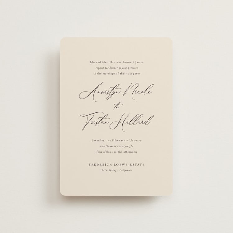 "Love Story" - Wedding Invitations in Mocha by Jennifer Postorino - Front