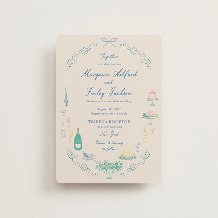 "Dining" - Wedding Invitations in Pastel by Elly - Front