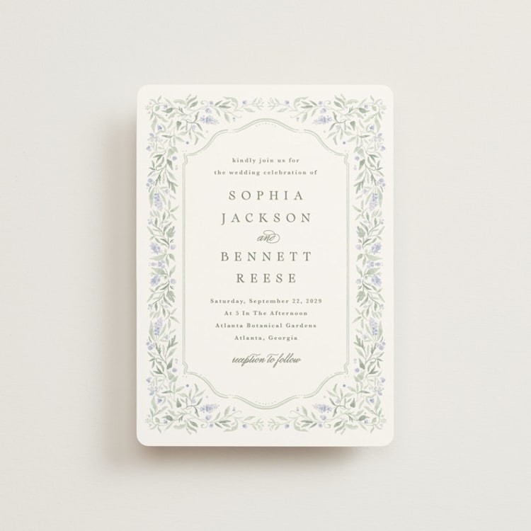 "Delicate Vines" - Wedding Invitations in Periwinkle by Kristen Smith - Front