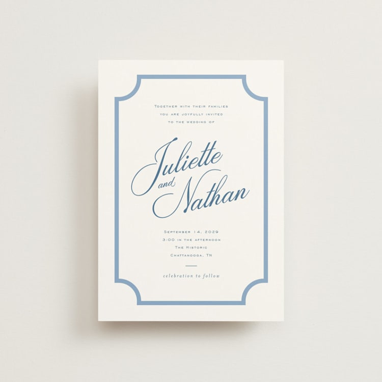 "Marenza" - Wedding Invitations in Bluebell by Jessica Williams - Front