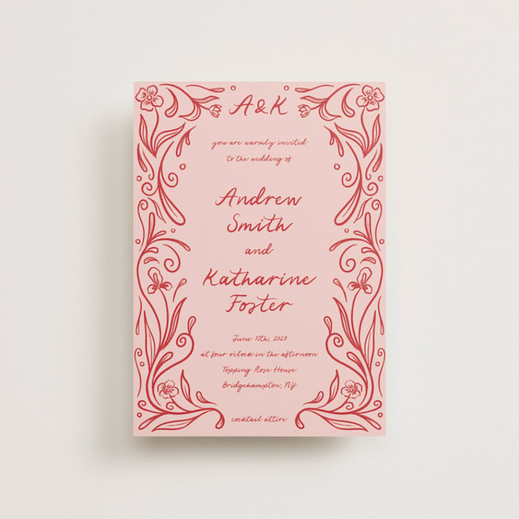 "Love in Bloom" - Wedding Invitations in Brick by Julia Liverton - Front